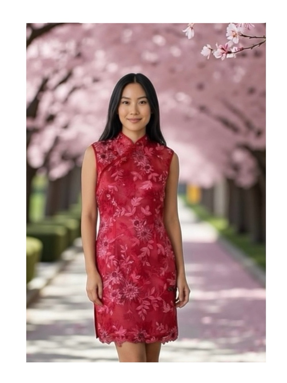 Vintage: Vivienne Tam ❀ 3D Floral Lace Haute Couture Mini Dress ❀ Magenta ❀ M